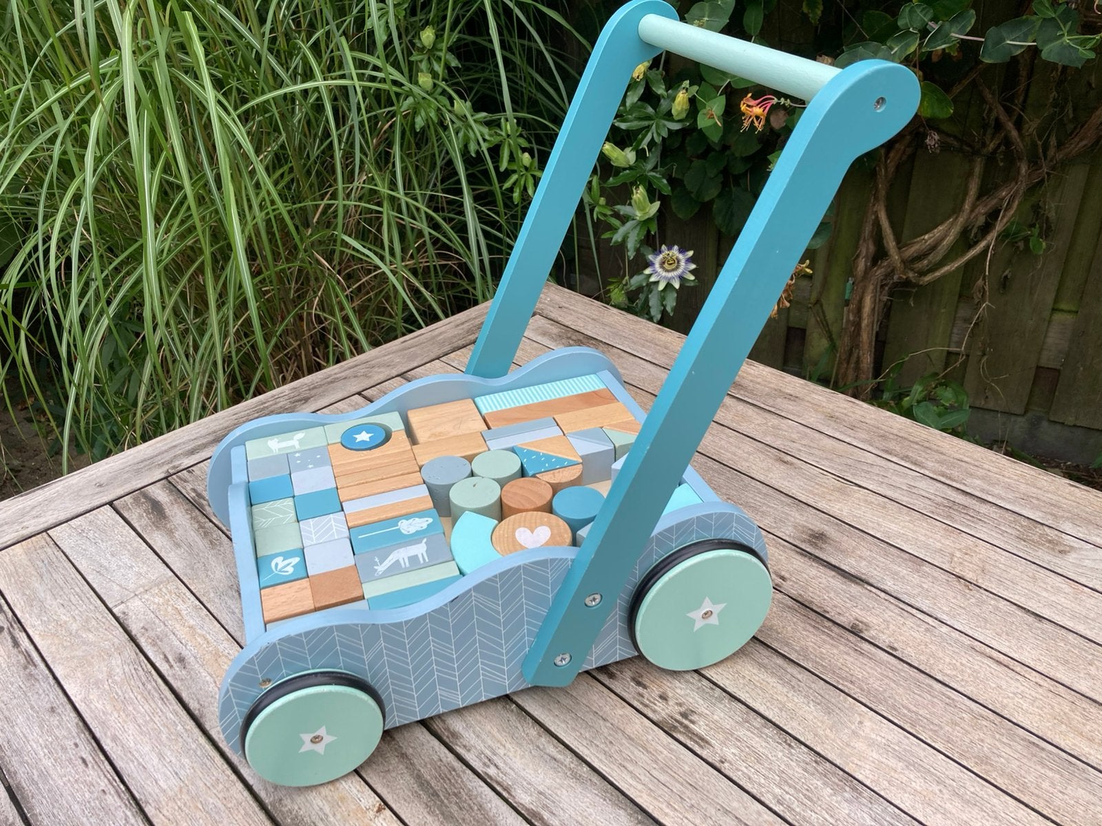 Little Dutch blokkenkar - loopwagen blauw, Ophalen, Gebruikt, Duw- of Trekspeelgoed