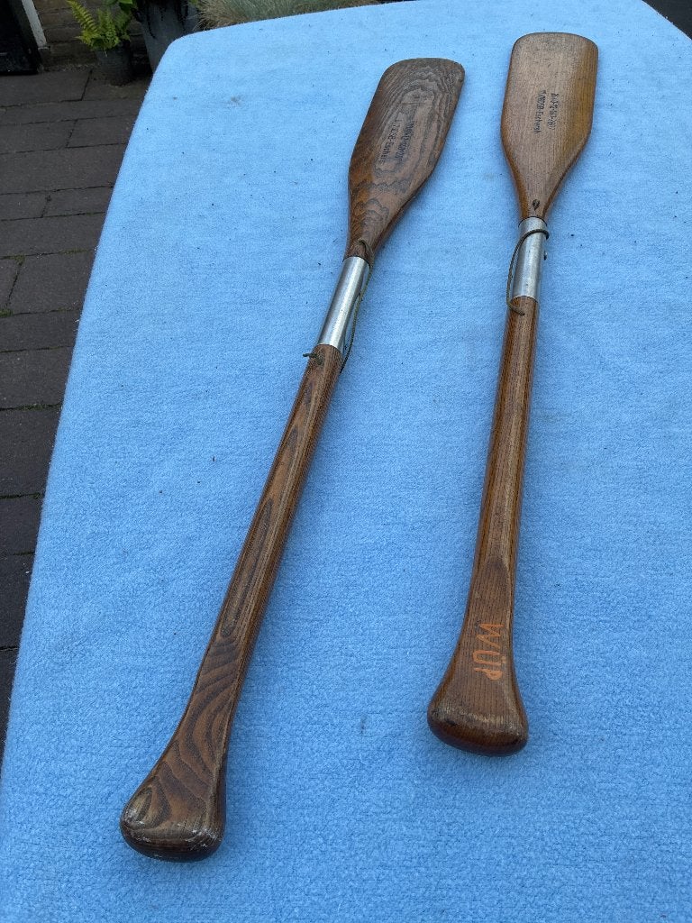 Vintage houten peddels, Watersport en Boten, Peddels, Ophalen of Verzenden, Gebruikt, Enkelbladige peddel