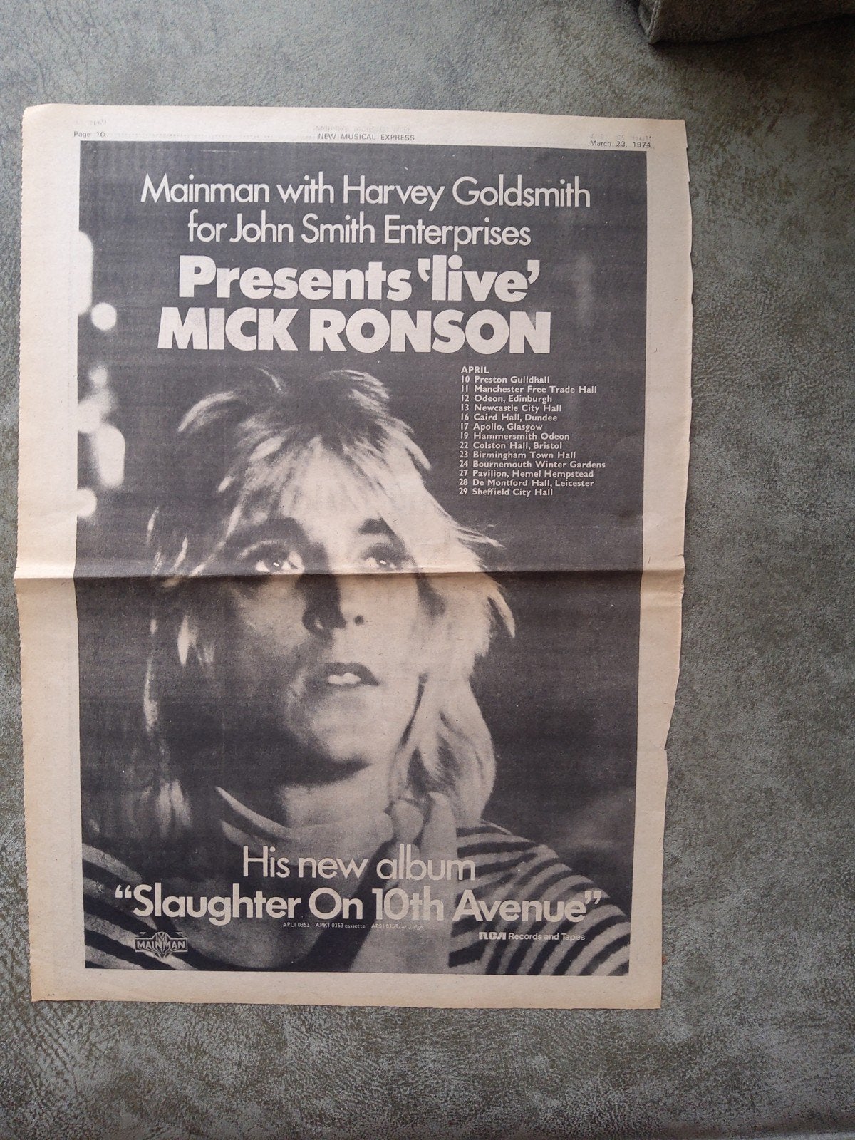 Mick Ronson: Promo Slaughter A3  formaat, Ophalen of Verzenden, Zo goed als nieuw, Foto of Kaart