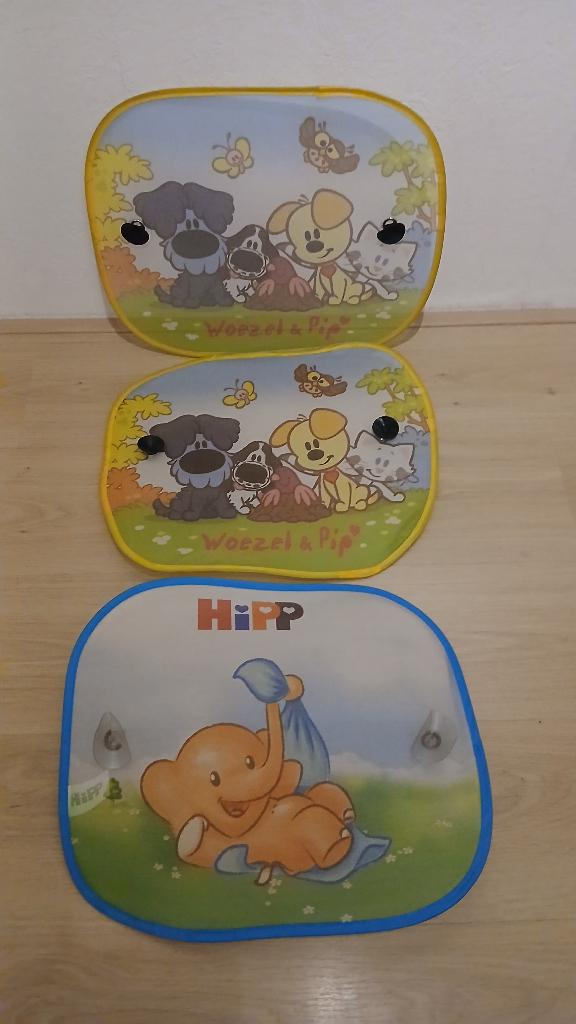 3 Autozonneschermpjes (Woezel en Pip en Hipp), Ophalen of Verzenden, Gebruikt