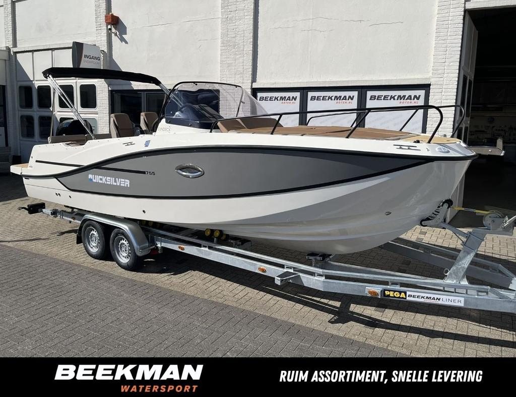 QUICKSILVER 755 Sundeck met Mercury 250 PK! Nieuw, Nieuw, Polyester, Benzine, 70 pk of meer