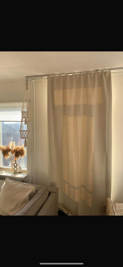 Gordijnen beige, Huis en Inrichting, Ophalen, Gebruikt, Beige, 200 cm of meer