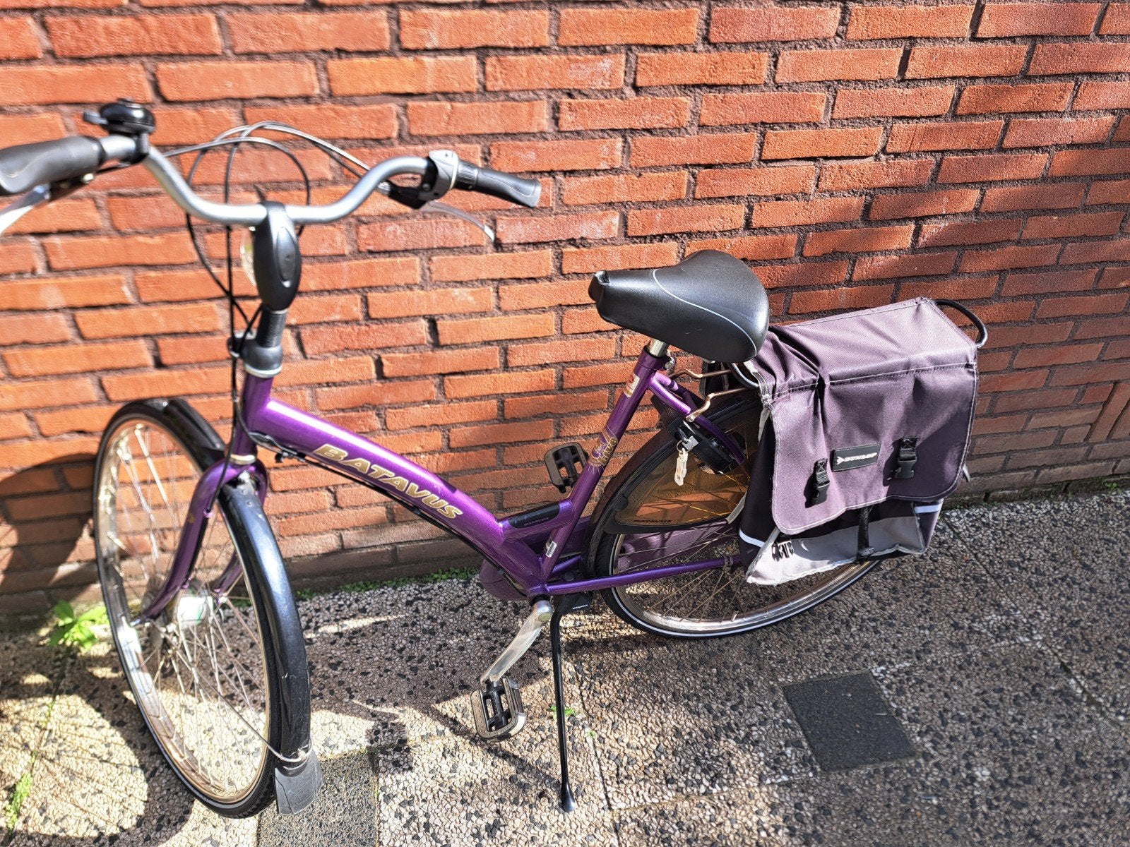Batavus damesfiets paars met fietstassen, Ophalen, Terugtraprem, Gebruikt, Batavus