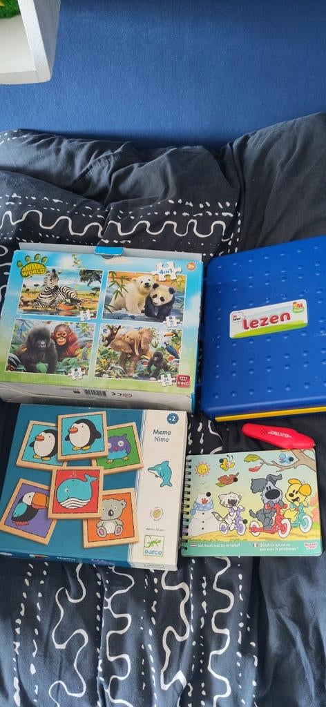 Educatief speelgoed pakket: puzzels, memory, Woezel en Pip, 2 tot 4 jaar, Gebruikt, Van hout, Meer dan 50 stukjes