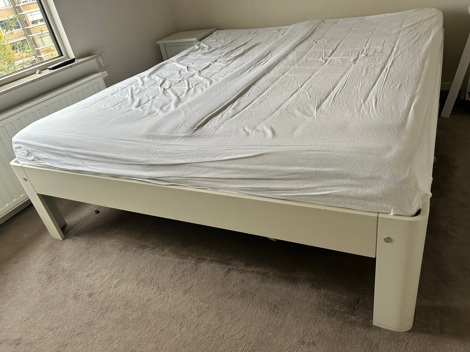 Retro Auping Auronde 180x210 incl vlakke spiraalbodems, Ophalen, Overige materialen, Gebruikt, Tweepersoons