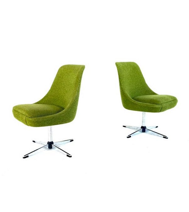 Set van 2 vintage cocktail fauteuils, jaren ‘60, Vintage retro buisframe design rotan webbing papercord deens, Minder dan 75 cm