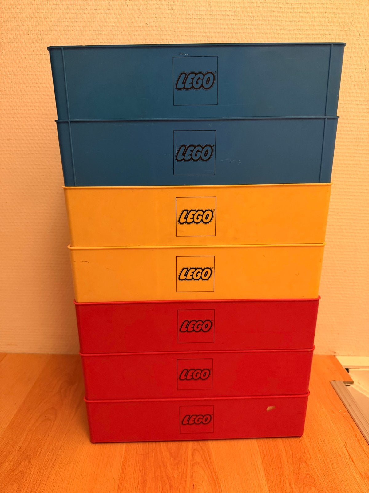 Lego opbergboxen - 7 stuks (blauw, geel, rood), Ophalen, Gebruikt, Overige typen, Lego
