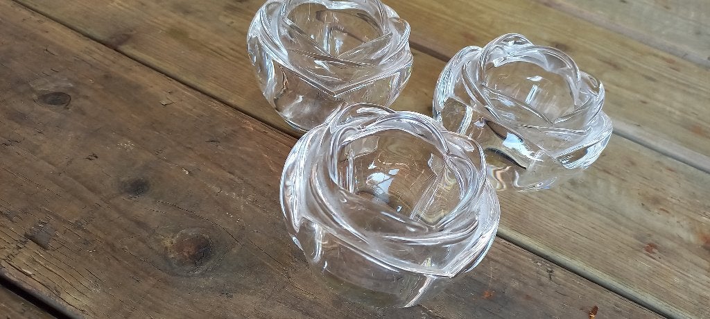 3 Theelicht-houders (facet geslepen glas), Ophalen of Verzenden