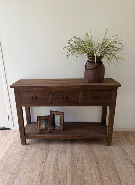 Sidetable van teakhout 120, Ophalen, Zo goed als nieuw, 25 tot 50 cm, Teakhout
