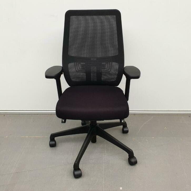 Nieuw bureaustoel net rug zwarte stof instelbaar 5D armlegge, Ophalen, Nieuw