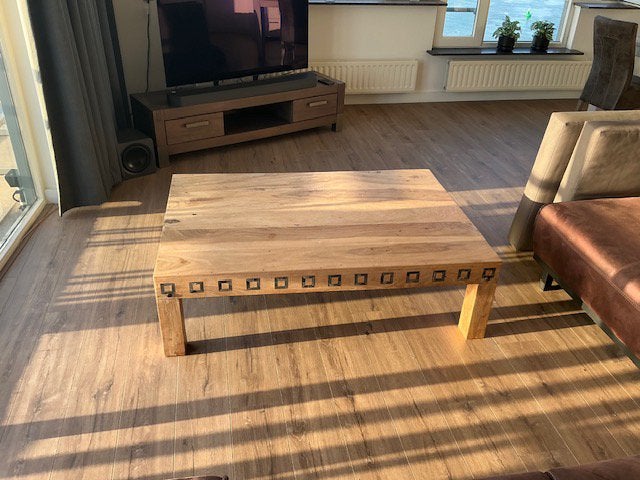 Teakhouten Salon tafel 136*78 cm, Ophalen, Gebruikt, 100 tot 150 cm, Teakhout