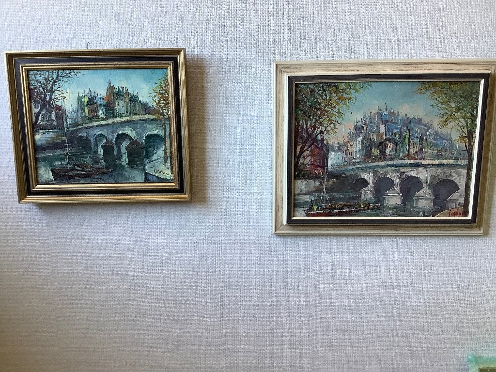 2 mooie stadsgezichten Parijs, Antiek en Kunst, Doek, Impressionistisch, Ophalen of Verzenden, Olieverf
