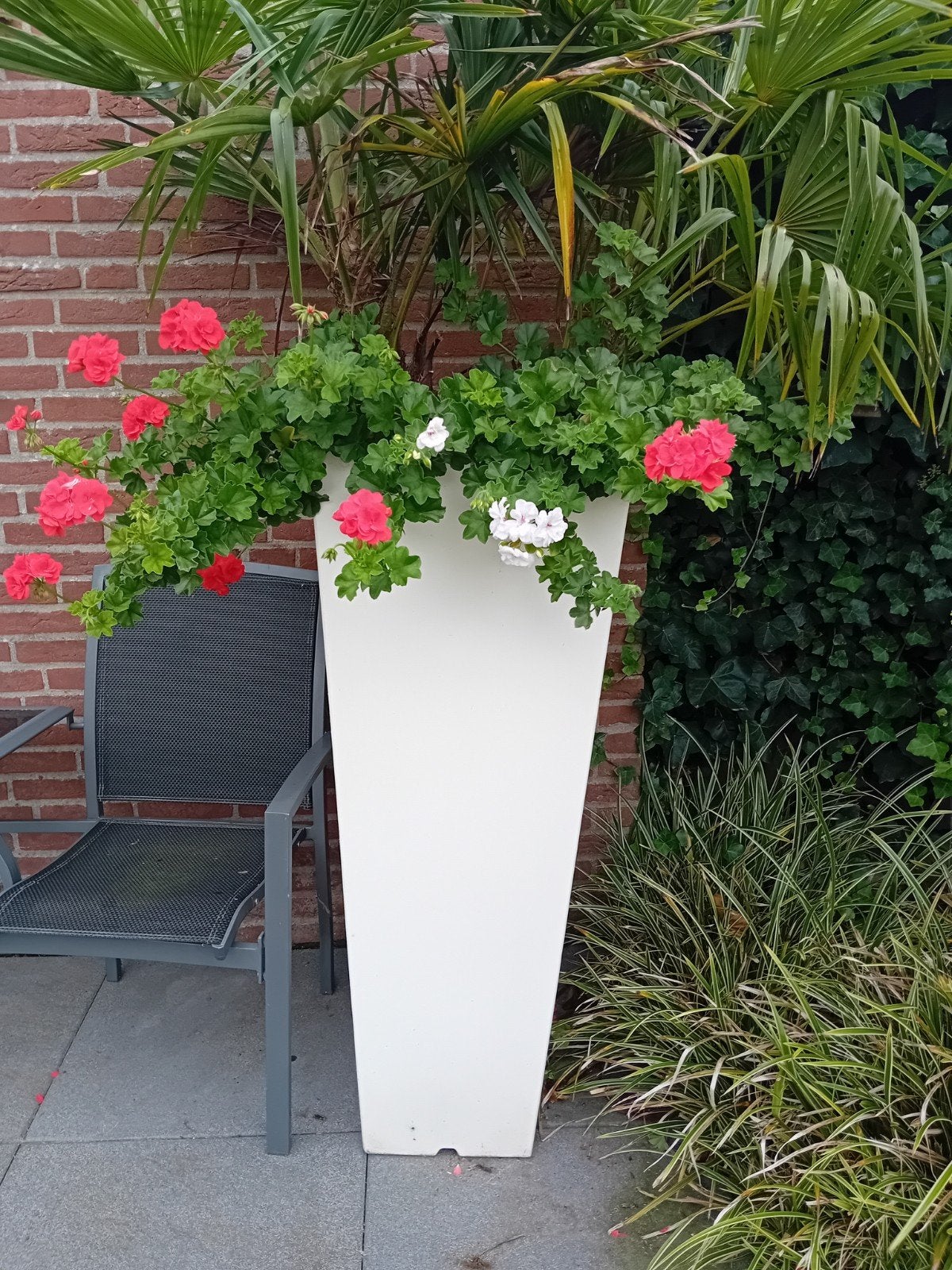 Hoge plantenbak Linea Kreta - 120 cm - Wit. XL, Ophalen, Kunststof, Balkon, 60 cm of meer