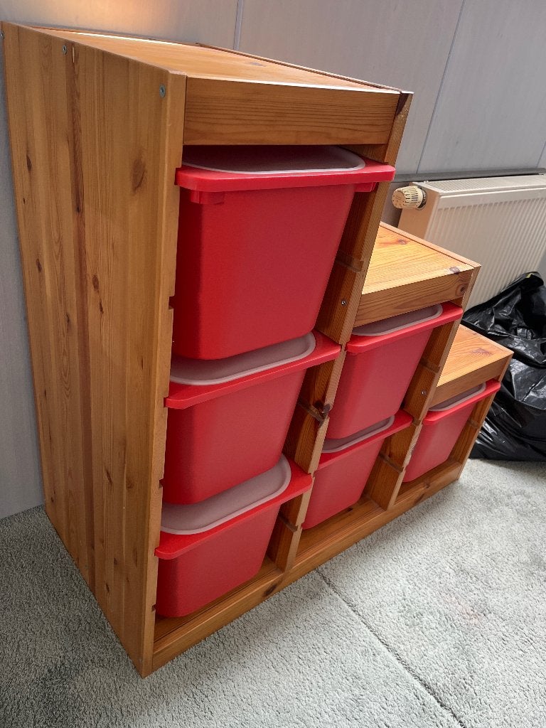 IKEA trofast rood/hout, Ophalen, Gebruikt, Kast, 75 tot 100 cm
