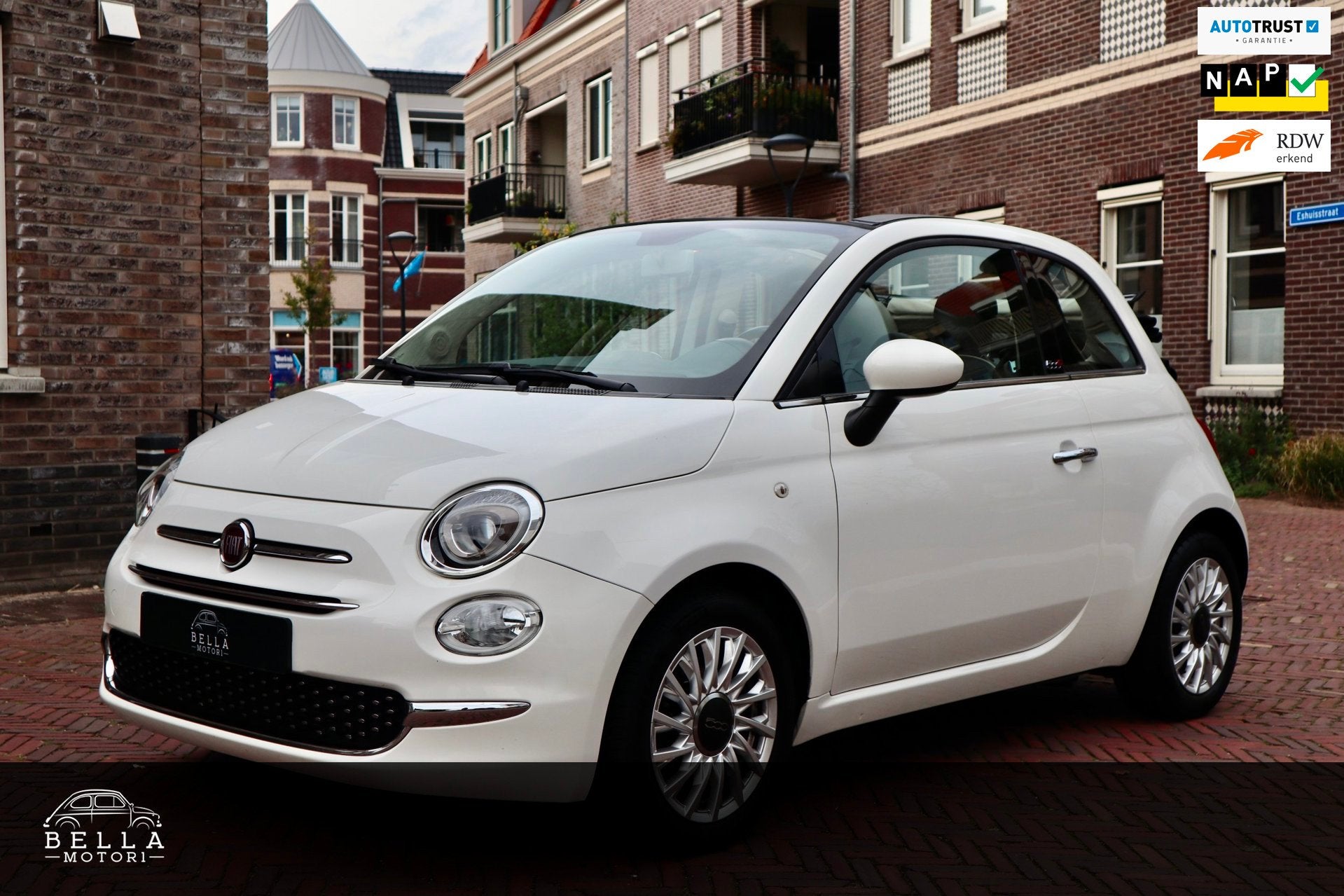 Fiat 500 C 0.9 TwinAir Lounge | RIJKLAARPRIJS | Dualogic Aut, Auto's, Gebruikt, Cabriolet, Leder en Stof, Wit