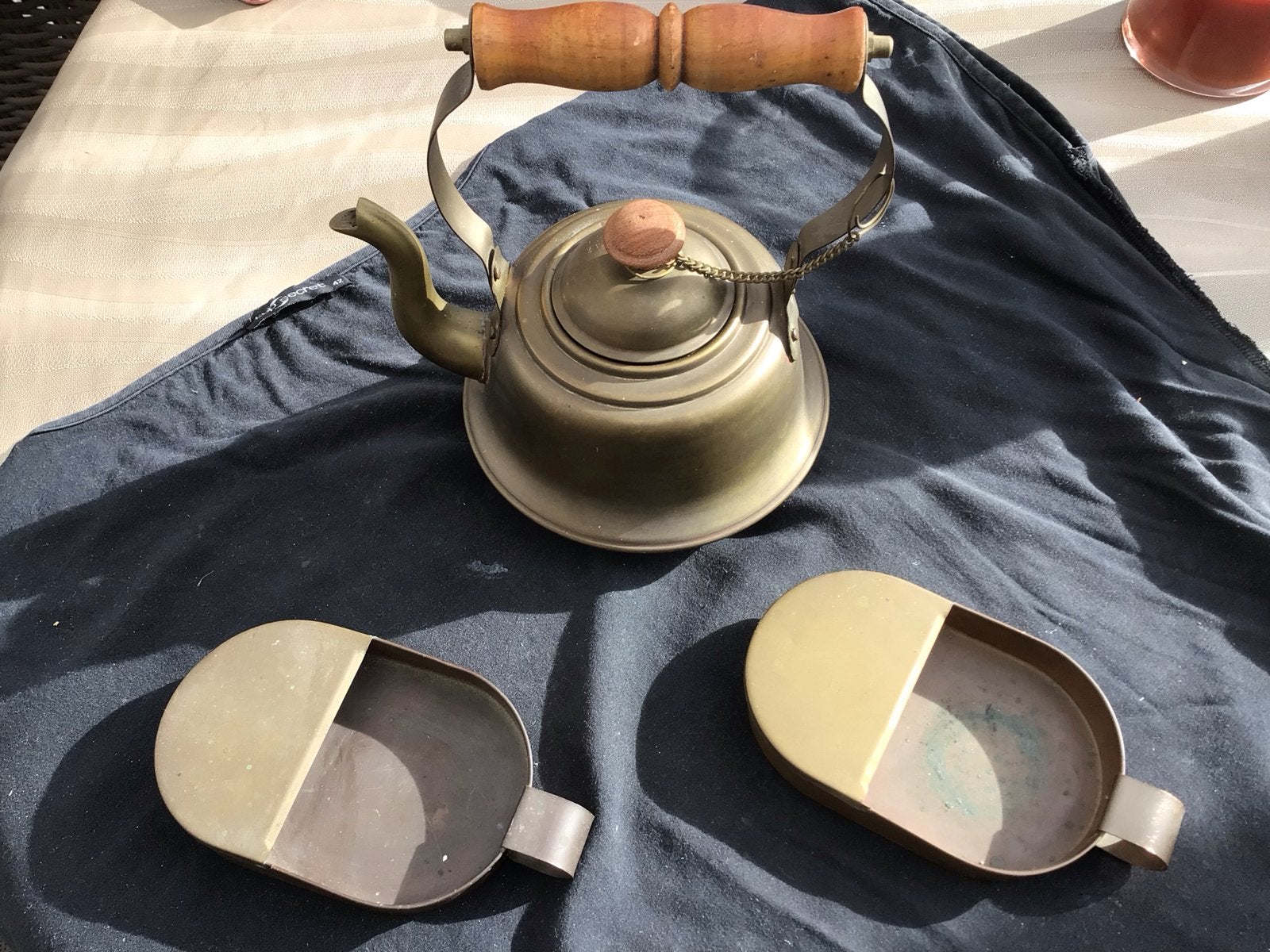 Messing waterketel en 2 bakjes, Antiek en Kunst, Ophalen of Verzenden, Koper