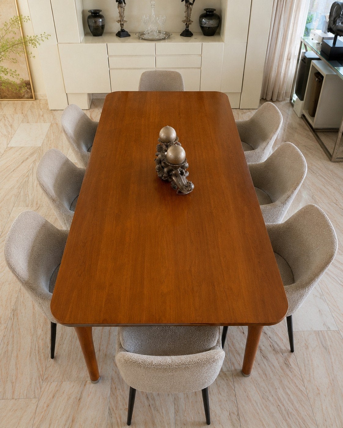 Grote kersenkleurige eettafel 225 x 100 cm voor 6 tot 8 pers, Gebruikt, 200 cm of meer, Vijf personen of meer, Modern