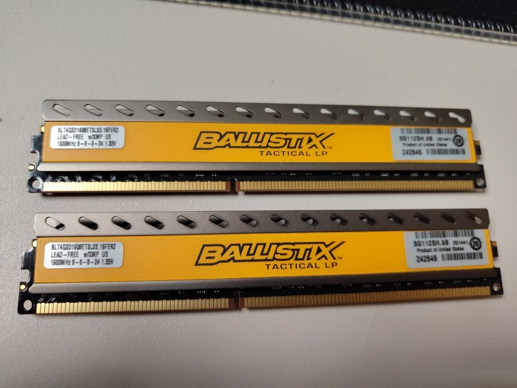 Crucial Ballistix Tactical LP 8GB (2x4GB) DDR3 1600MHz, Computers en Software, RAM geheugen, Ophalen, Gebruikt, 8 GB, DDR3