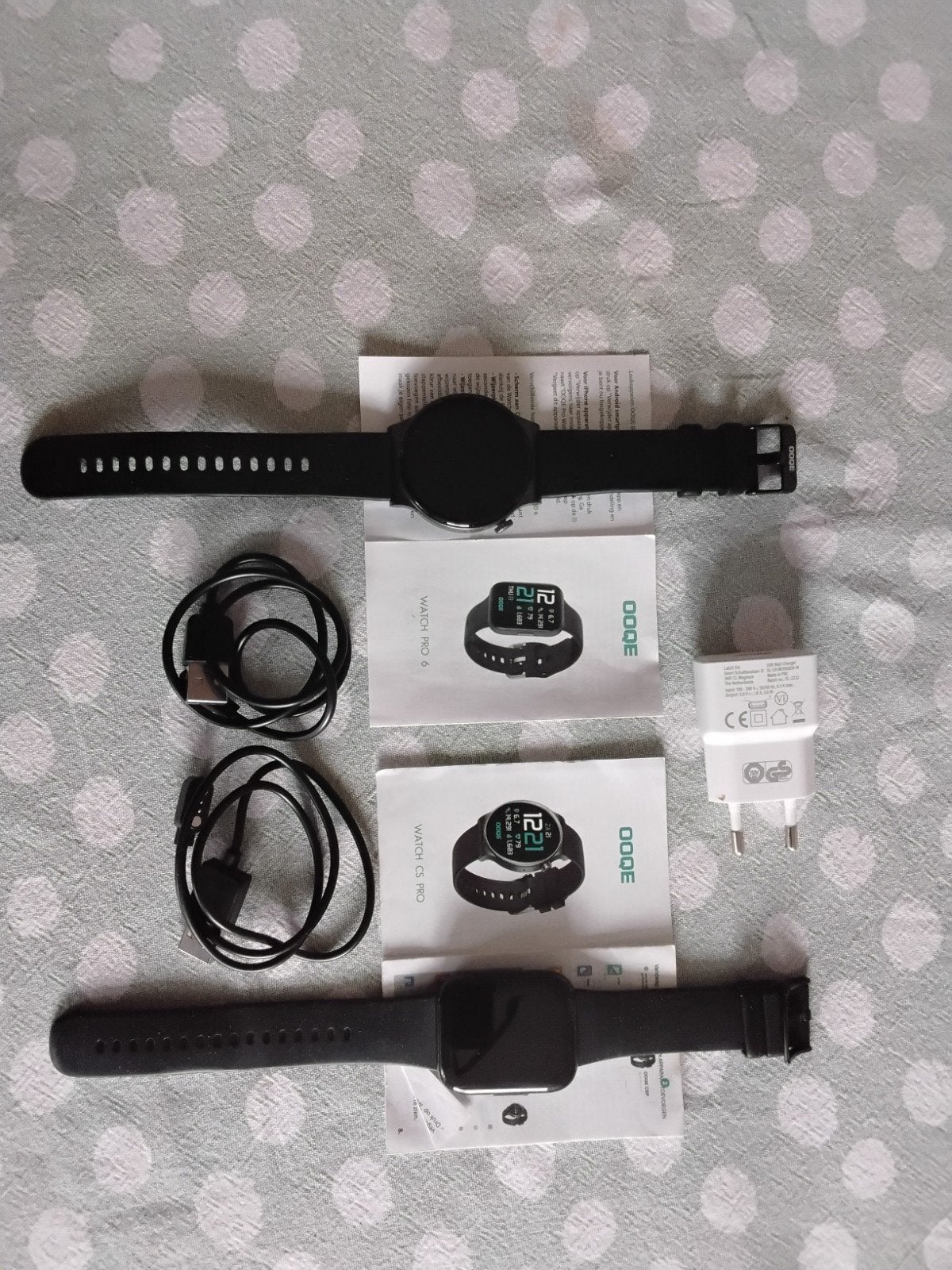 2x Smartwatch: OOQEWatch Pro 6 & Watch CS Pro - Zwart, Zwart, Ophalen of Verzenden, Zo goed als nieuw, OOQE