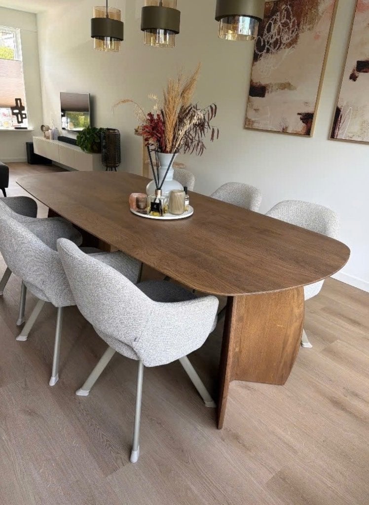 DYYK - Loods5 Eettafel Divio Tabacco Light 220x100 cm, Ophalen, Eikenhout, 50 tot 100 cm, Vijf personen of meer