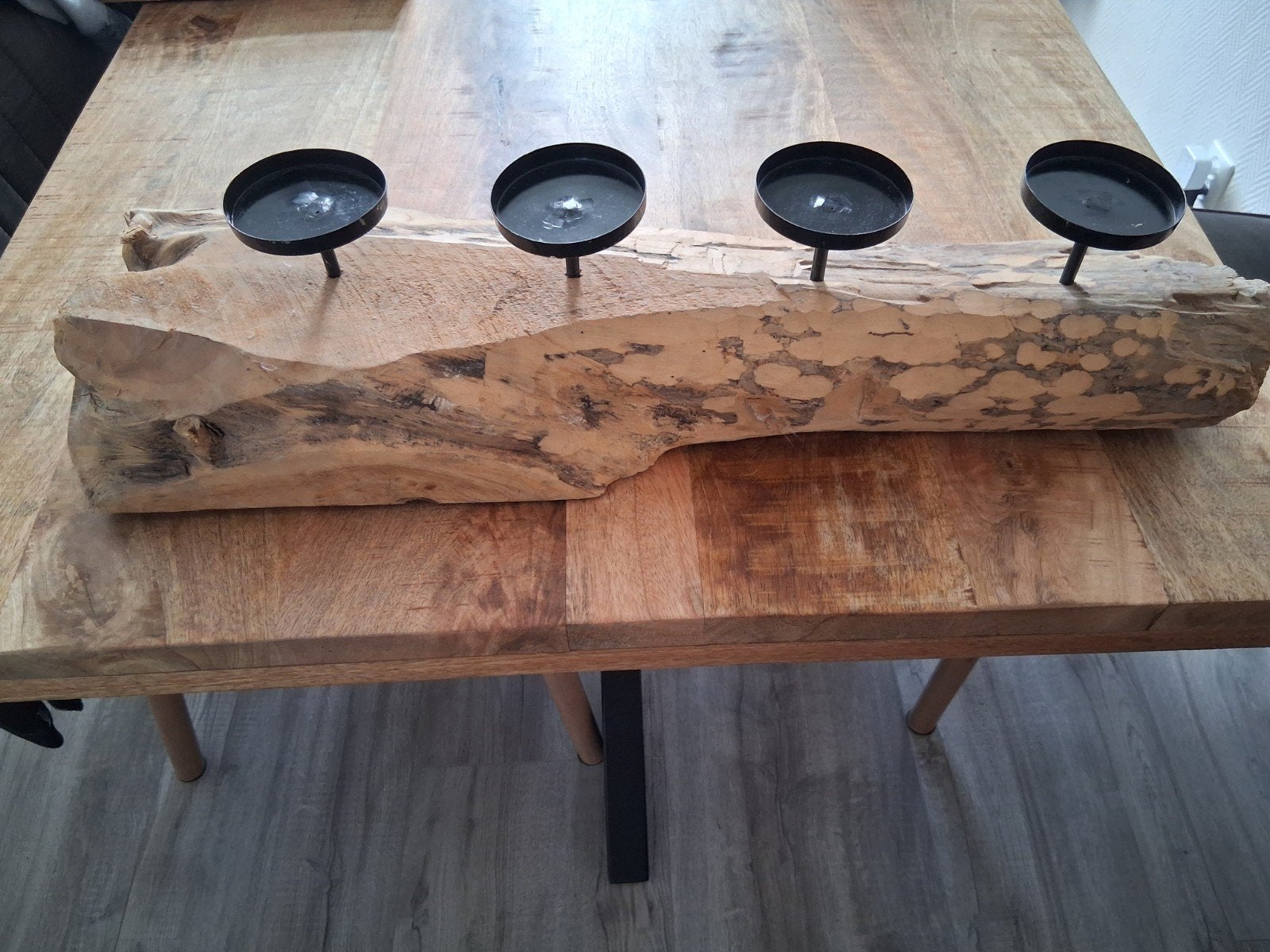 Boomstronk kandelaar, Ophalen, Zo goed als nieuw, Hout, Kandelaar