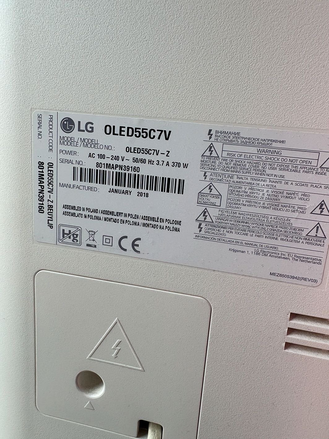 LG OLED55C7V 55 inch OLED TV - Perfect voor thuisbioscoop, Gebruikt, OLED, Ophalen of Verzenden, 100 cm of meer