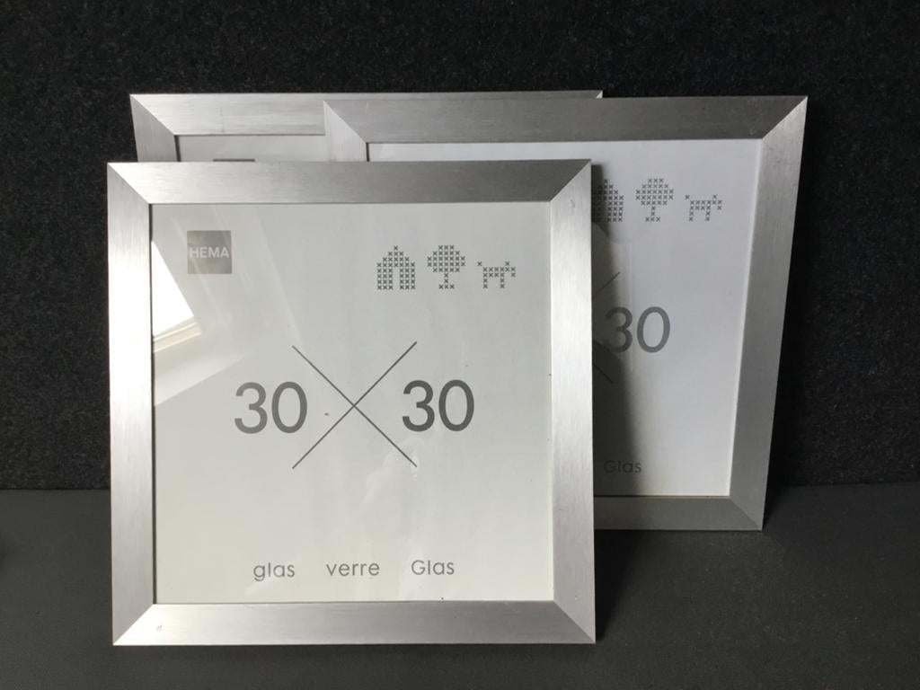 Set van 3 HEMA fotolijsten 30x30 cm RVC look, Ophalen, Gebruikt