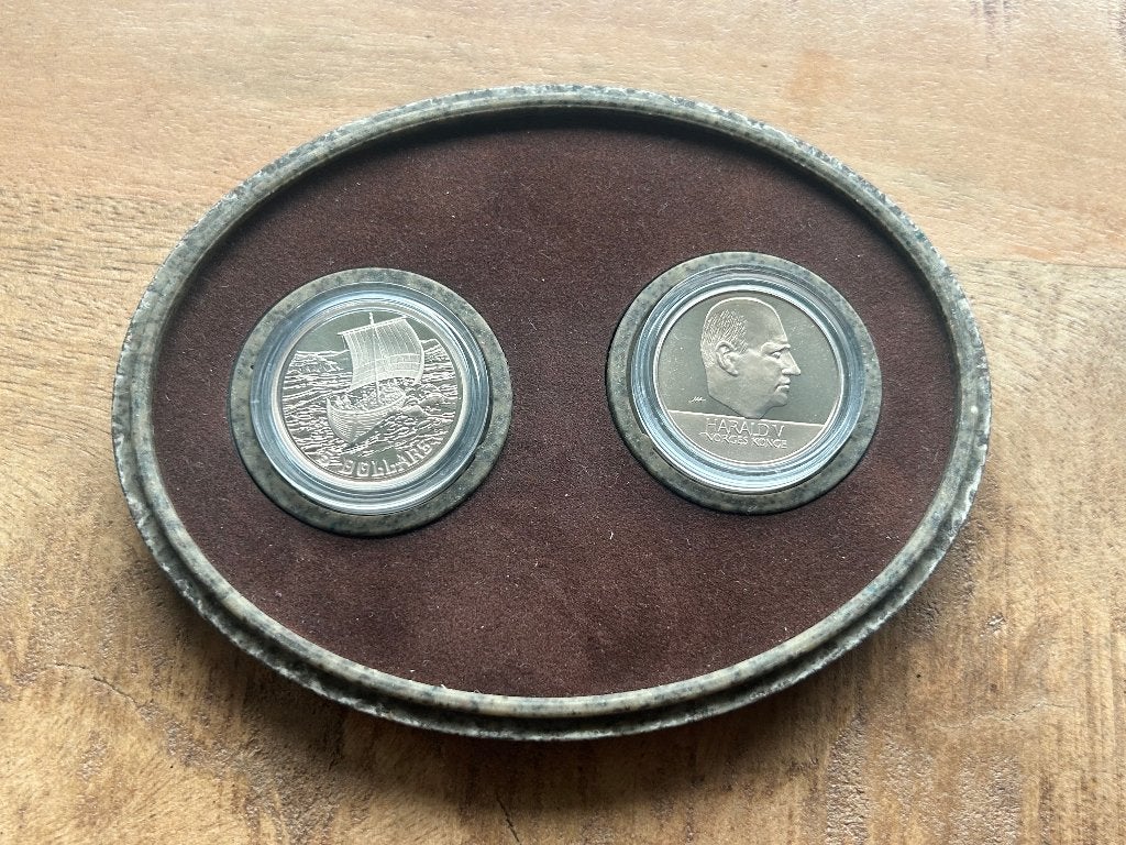 Viking Settlement munten 5 dollar canada + 20 kronen, Postzegels en Munten, Ophalen of Verzenden, Noord-Amerika