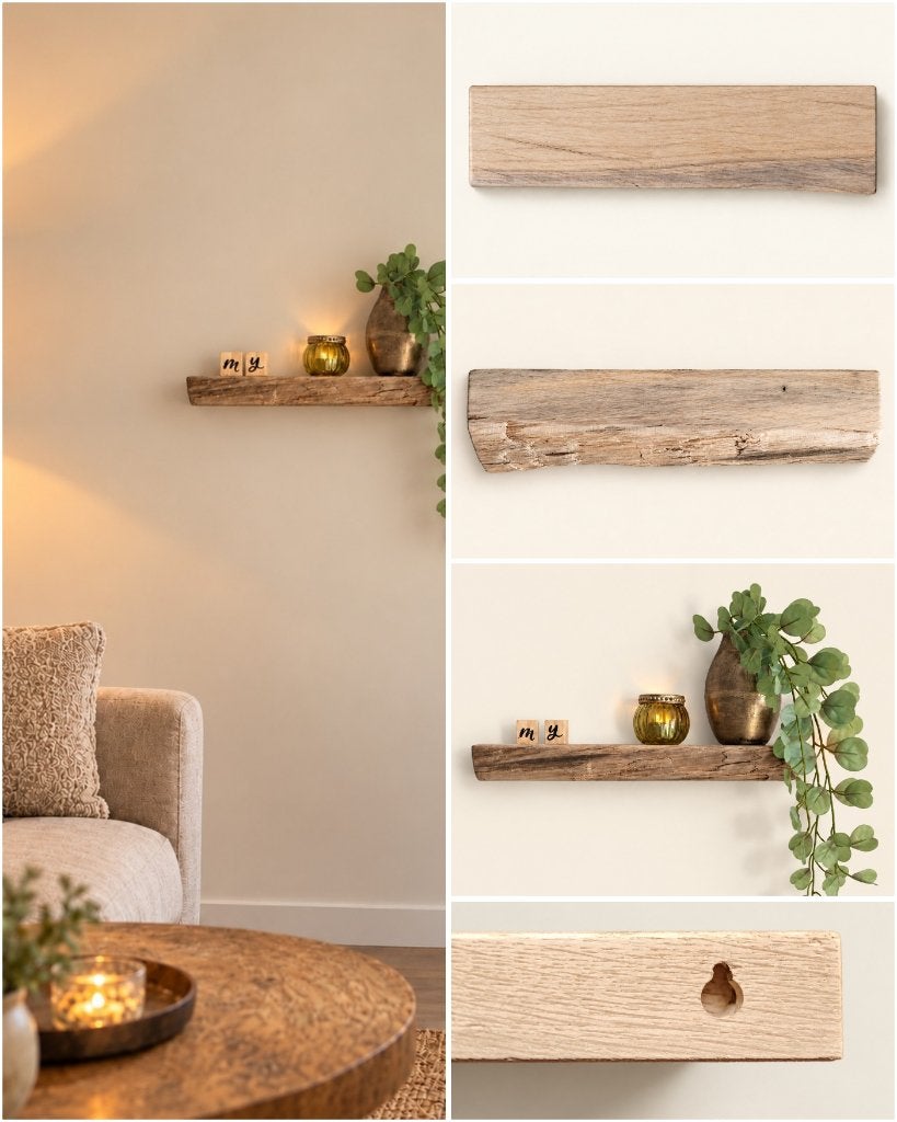 Wandplank eiken zwevend decoratief schap 34,5cm #341, Houtatelier M.Y., Info@myhoutatelier.nl, Nieuw, Ophalen of Verzenden