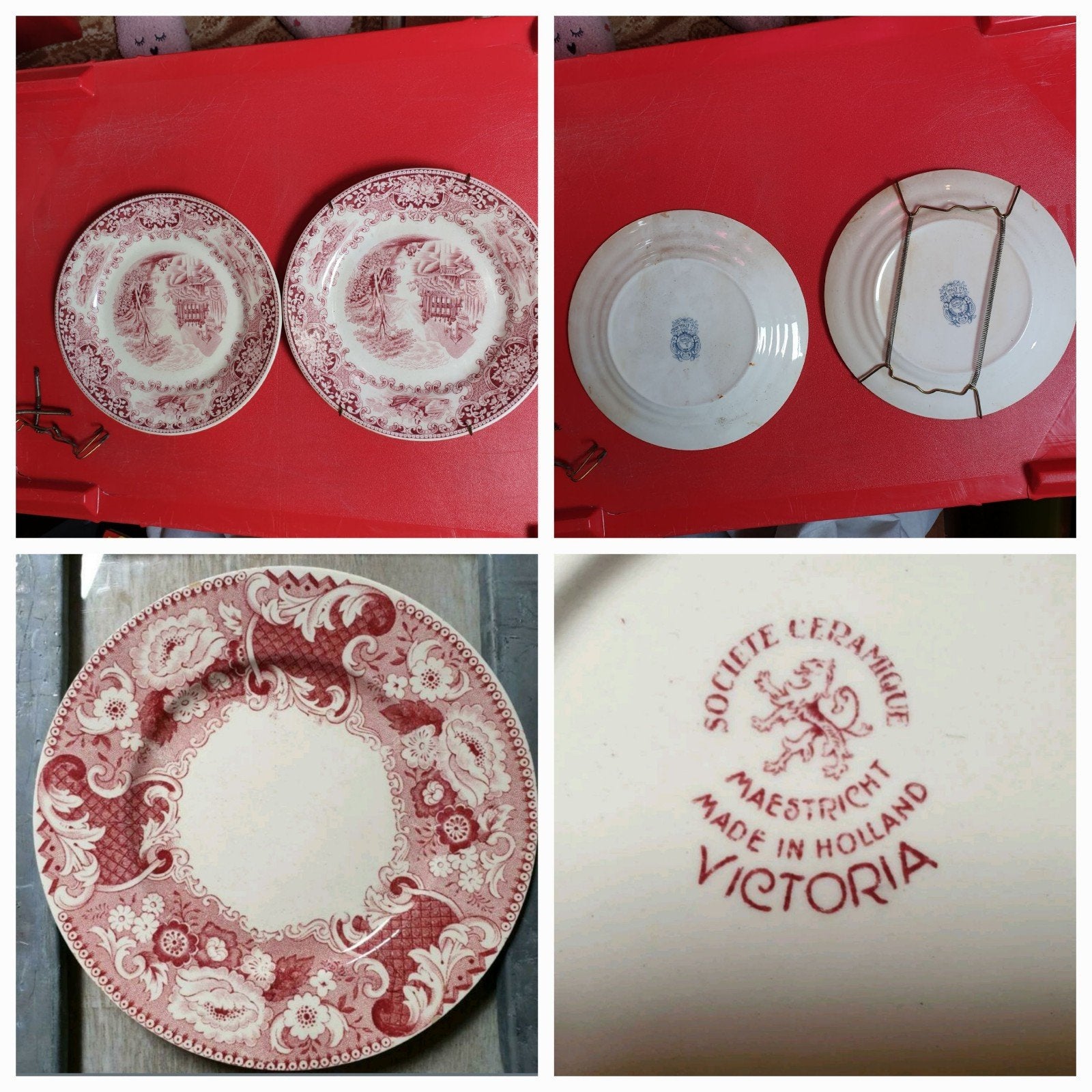 3 Vintage antieke bordjes, Ophalen of Verzenden