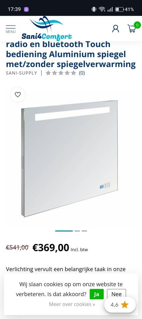 Nieuwe Badkamerspiegel met radio en bluetooth, Nieuw, Ophalen of Verzenden, 75 tot 100 cm, Minder dan 100 cm