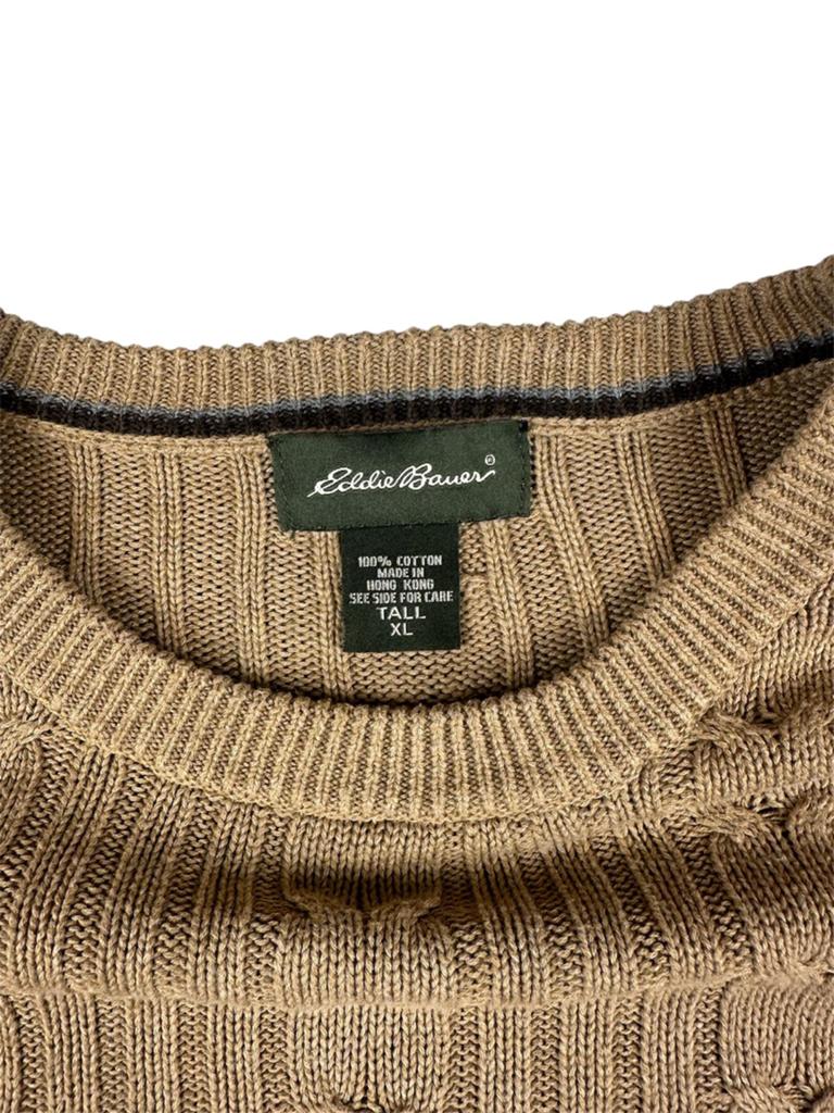 Eddie Bauer Kabelgebreide Trui - Beige XL, Ophalen of Verzenden, Gedragen, Maat 56/58 (XL), Beige