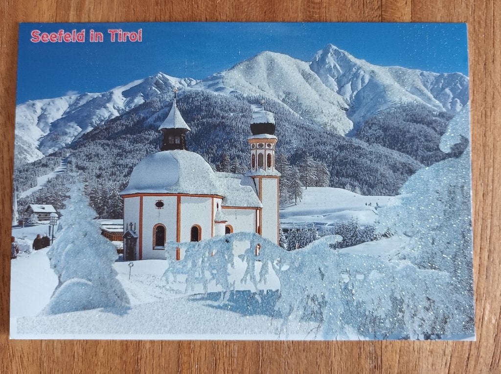 Oostenrijk, Seefeld in Tirol, mooie glitterkaart, Ophalen of Verzenden, 1980 tot heden, Ongelopen, Oostenrijk