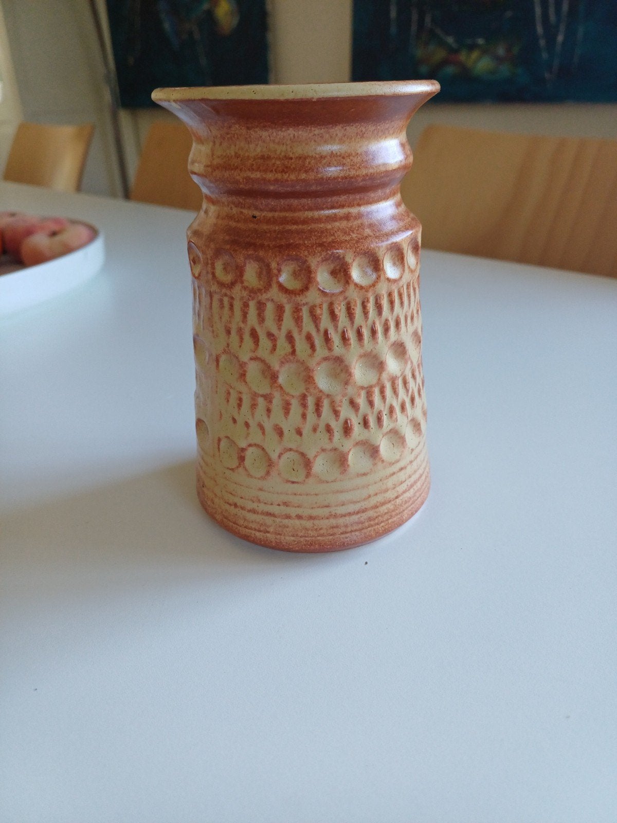Vintage W-Germany vaas, aardewerk, bruin/beige, 1970s, Ophalen of Verzenden