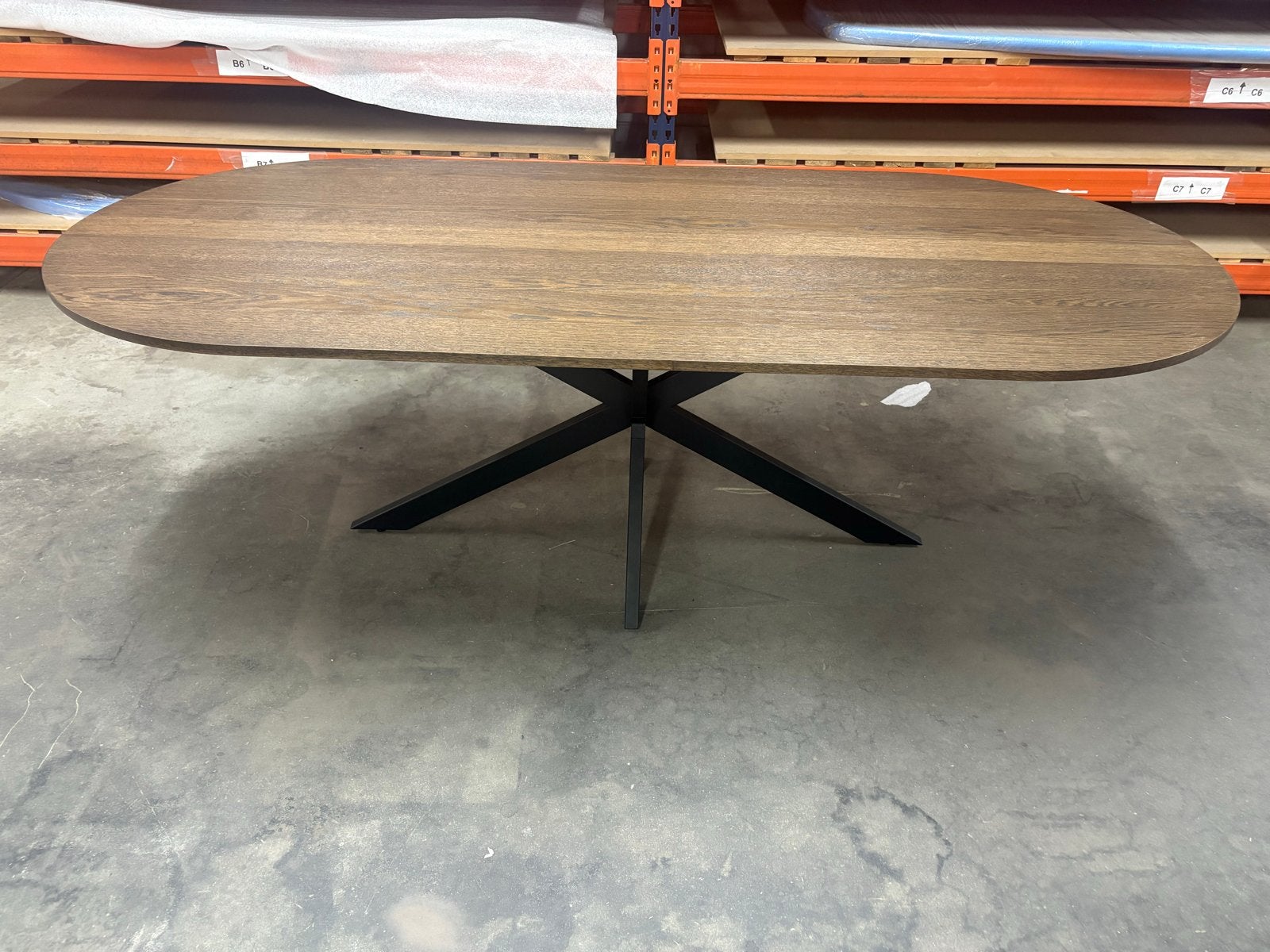 Nieuw fineer tafelblad plat ovaal 220x100 walnut brown, Ophalen, Eikenhout, 200 cm of meer, Zo goed als nieuw