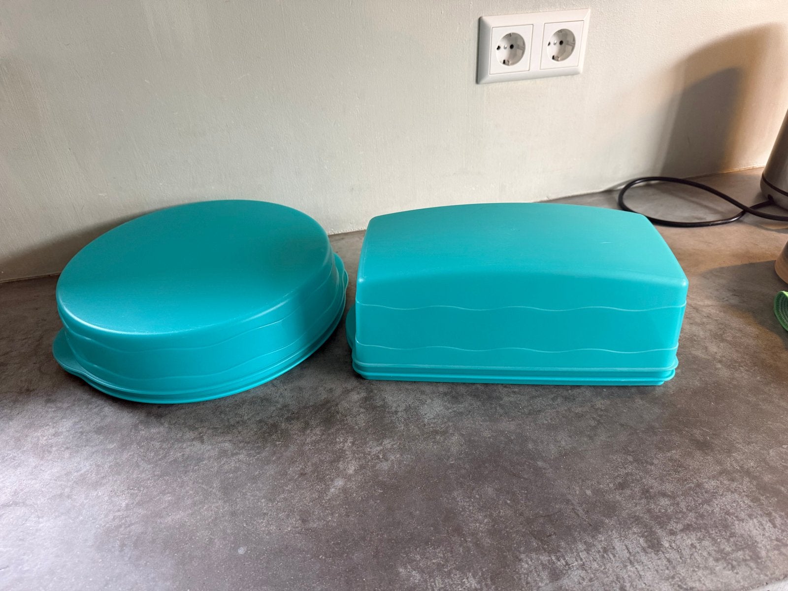Tupperware Taartdoos en Cakedoos - Turquoise, Ophalen, Gebruikt, Overige kleuren, Bewaardoos
