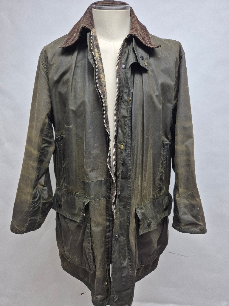 Barbour Border vintage wax jas maat medium groen, Barbour, Maat 48/50 (M), Ophalen of Verzenden, Gedragen