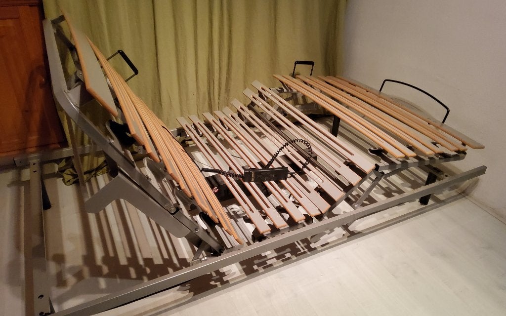 2x  elektrisch verstelbare lattenbodem 100x200   incl. poten, Ophalen, Eenpersoons, Bedbodem, 200 cm