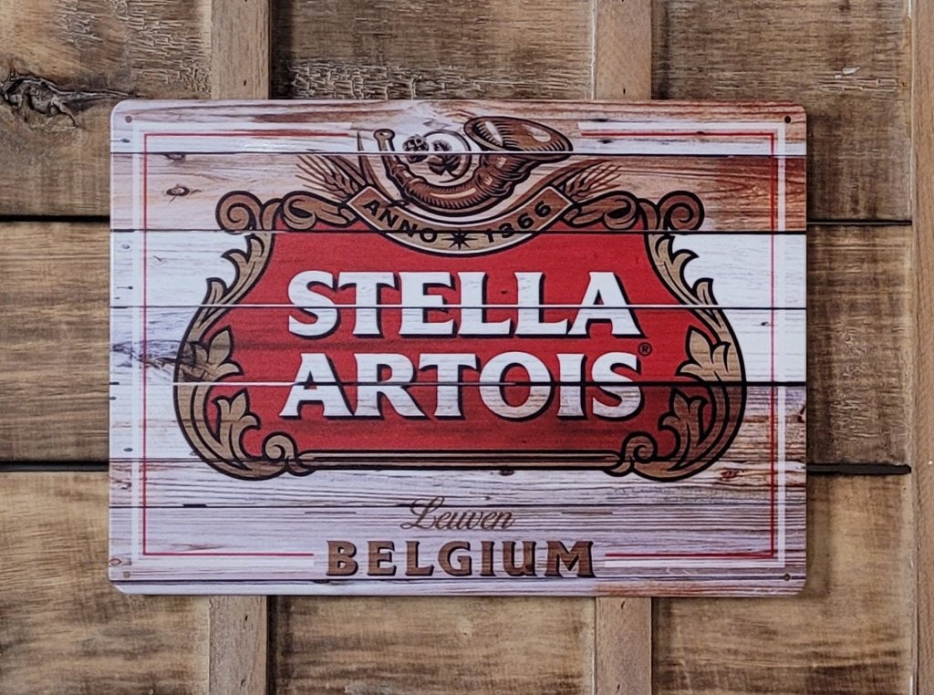 Stella Artois Belgium Bier reclamebord van metaal wandbord, Ophalen of Verzenden, Nieuw, Reclamebord, Plaat of Schild, Overige merken