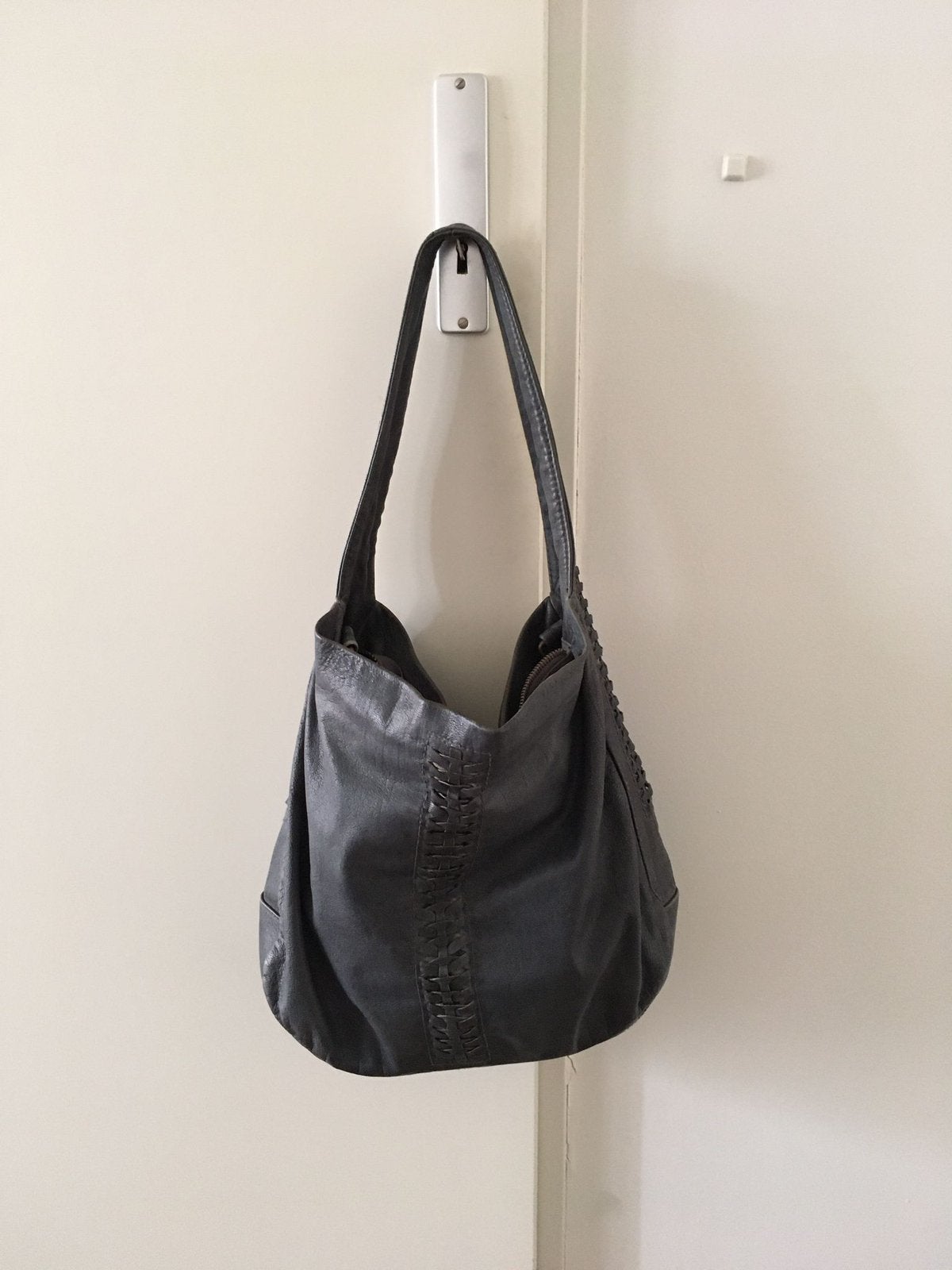 Leren hobo tas, Ophalen, Zo goed als nieuw, Blauw, Handtas