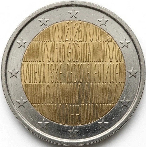 Speciale 2 Euro KROATIË 2026 “100 Jaar Kroatische Radio TV”., Ophalen of Verzenden, Overige landen, 2 euro