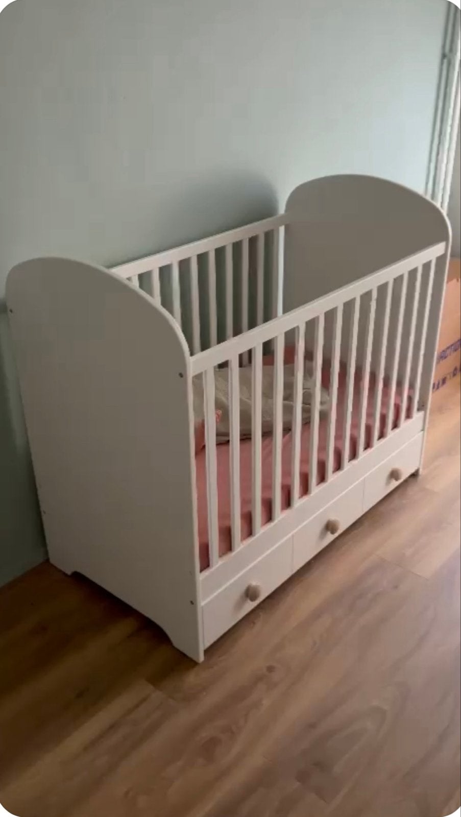 IKEA Ledikant met Matras 60x120 cm - Verstelbaar & Lades, Huis en Inrichting, Ophalen, Wit, 190 cm of minder, Hout