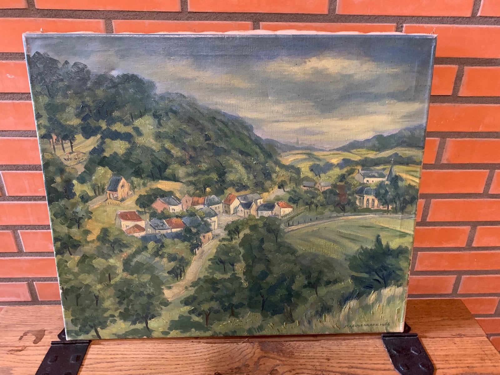 Schilderij Limburgs landschap zonder lijst, Antiek en Kunst, Ophalen