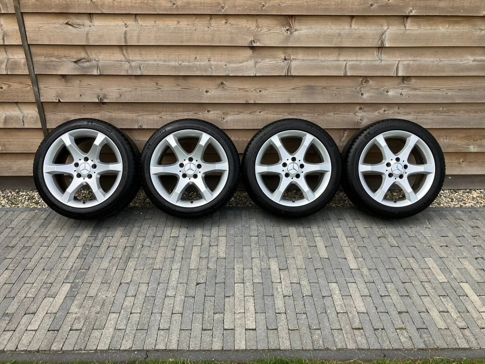 Org Mercedes C-Klasse W203 17” breedset velgen | Michelin, Ophalen, Gebruikt, Banden en Velgen, 17 inch