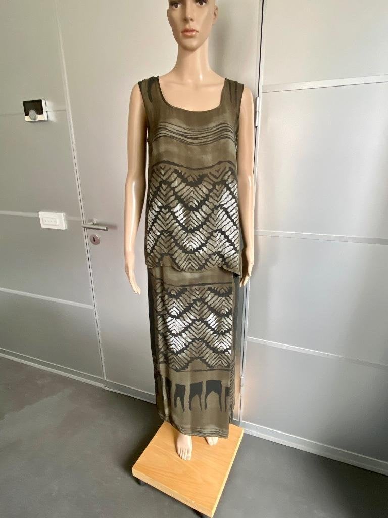 J449 Set: lange overslagrok+top maat 38=M rok+blouse o-groen, Kleding | Dames, Maat 38/40 (M), Ophalen of Verzenden, Zo goed als nieuw