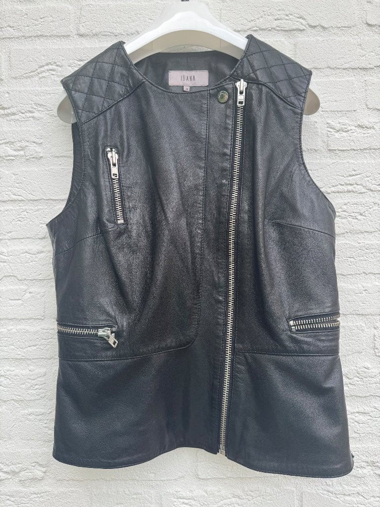 Ibana lederen gilet zwart, Maat 38/40 (M), Zwart, Ophalen of Verzenden, Zo goed als nieuw