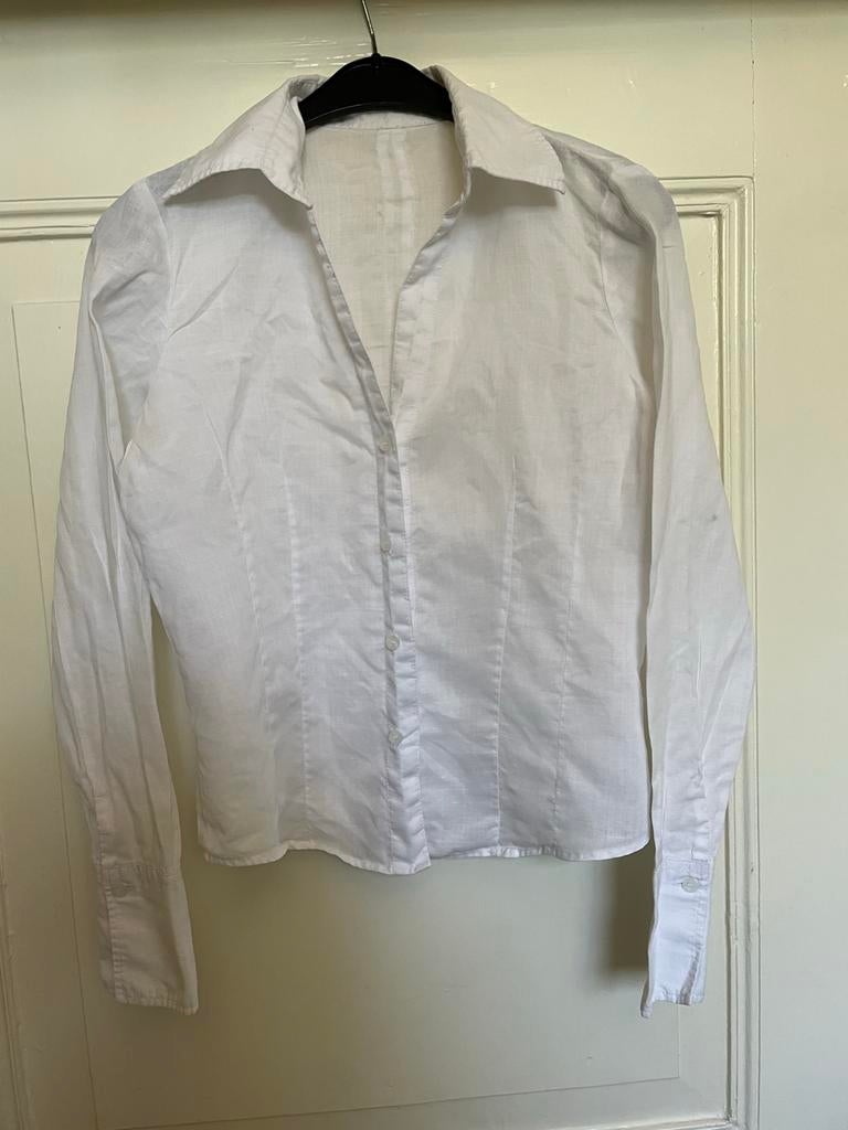 Witte linnen blouse - Maat M, Ophalen of Verzenden, Zo goed als nieuw, Maat 38/40 (M), Wit