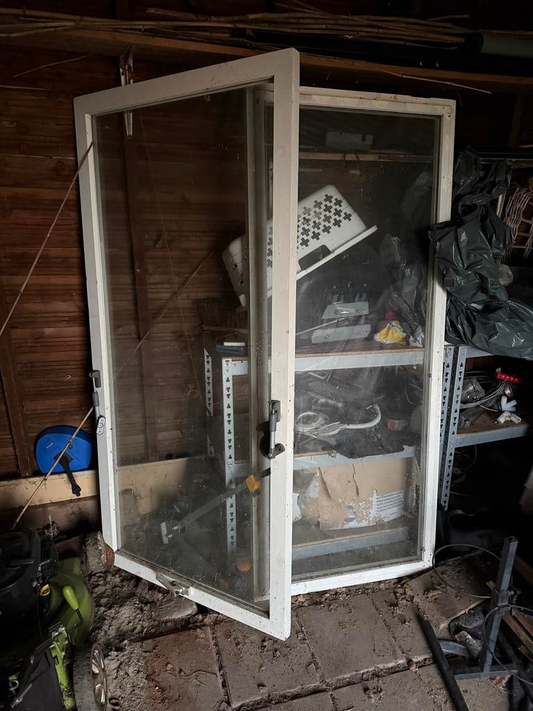2 kozijnen met HR glas, zeer kort gebruikt als voorzetraam, Ophalen, Gevelraam of Ruit, 80 tot 120 cm, 160 cm of meer