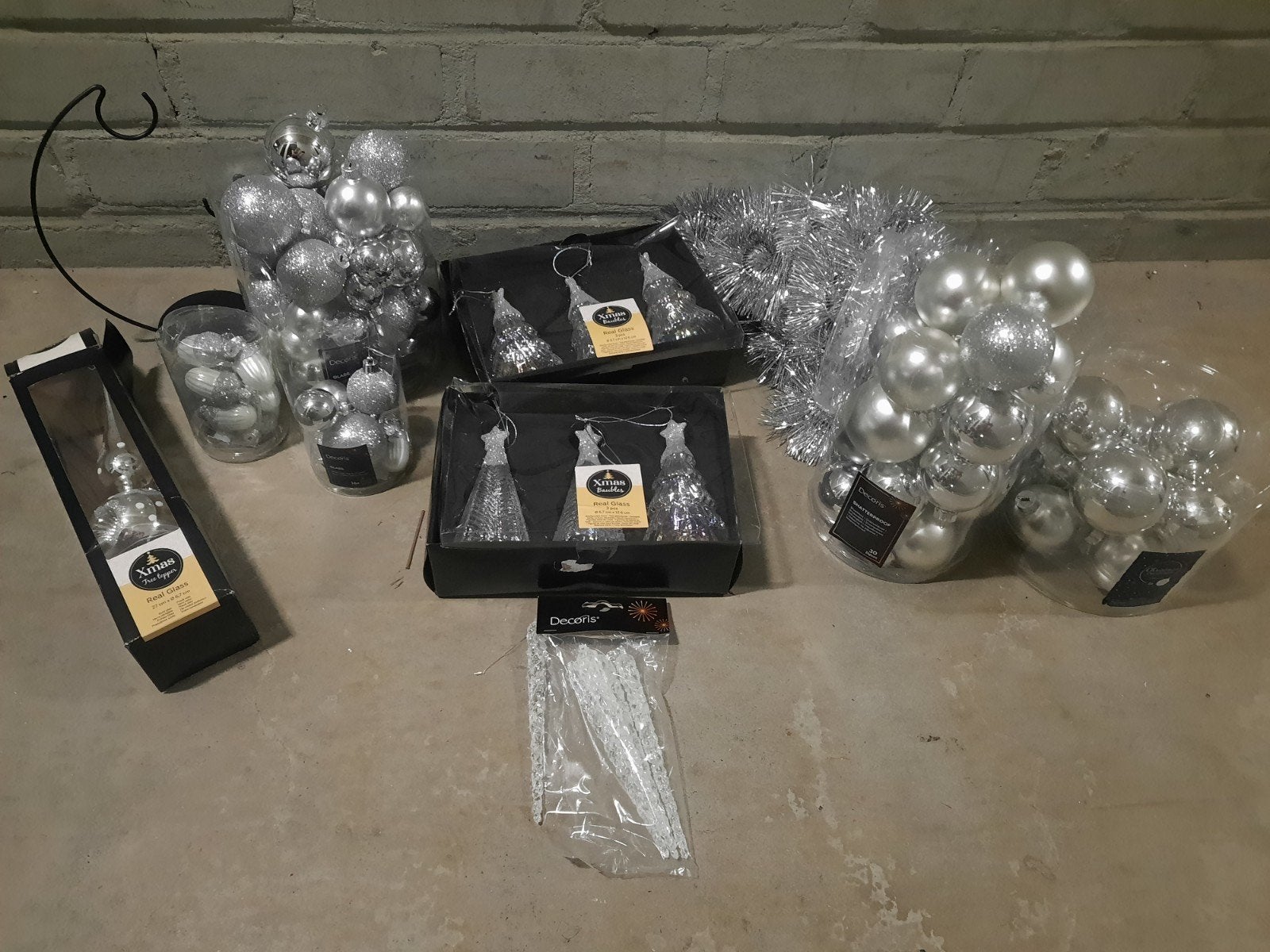 zilveren kerstversiering glas, Ophalen, Zo goed als nieuw