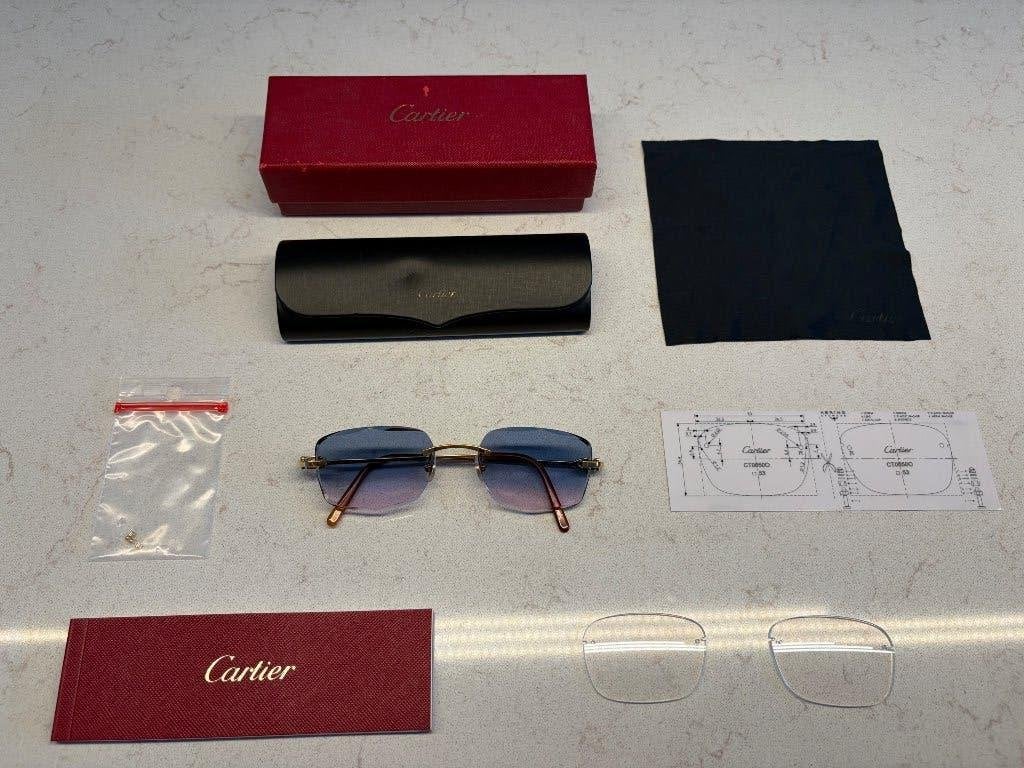 Cartier Bril (Goud) – Met Diamond Cut Glazen & Volledige Set, Overige merken, Overige kleuren, Ophalen of Verzenden, Zo goed als nieuw